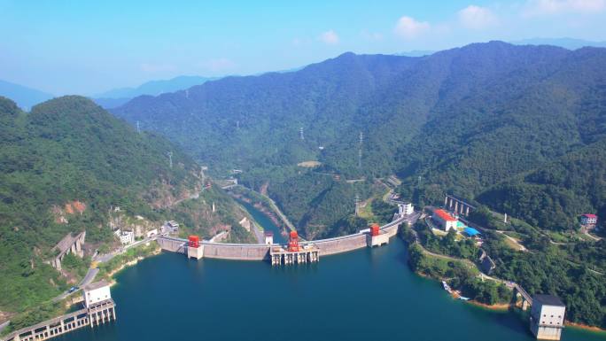 航拍湖南郴州东江湖东江大坝山水 绿水青山