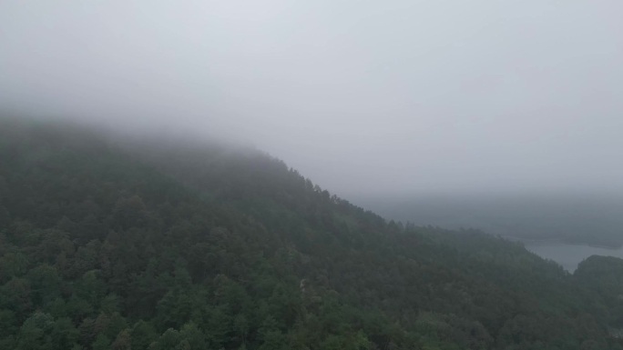 延时航拍山上的阴雨雨雾（灰度视频可调色）