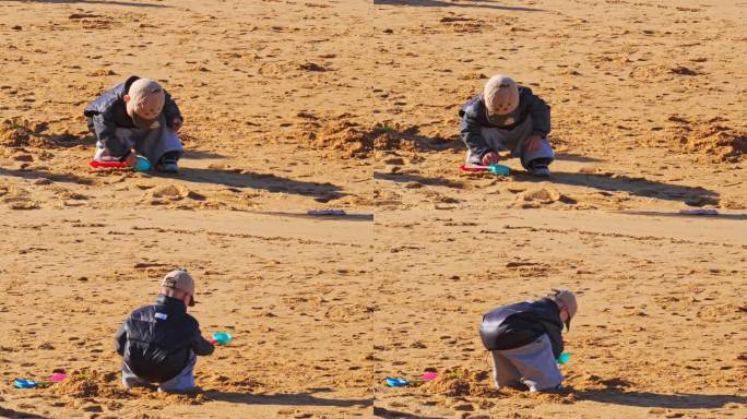 沙滩 孩子 玩沙子 海滩 孩子玩耍 童年