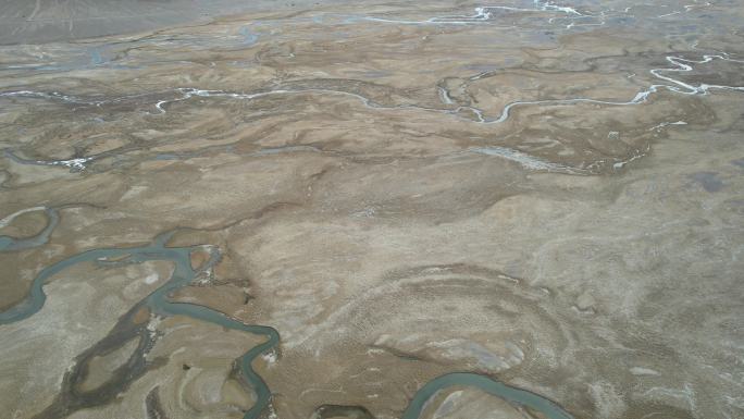 西藏 蜿蜒河流 航拍 湿地