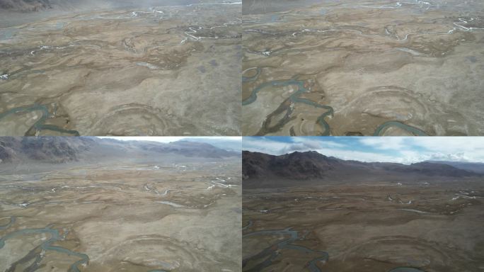 西藏 蜿蜒河流 航拍 湿地