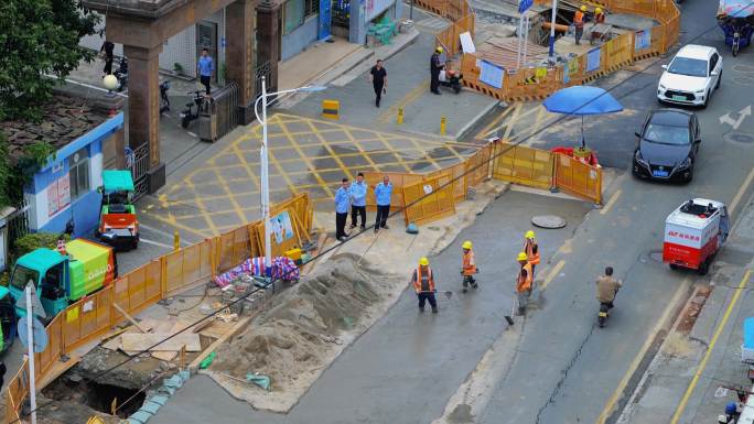 城市建设水泥路延时拍摄