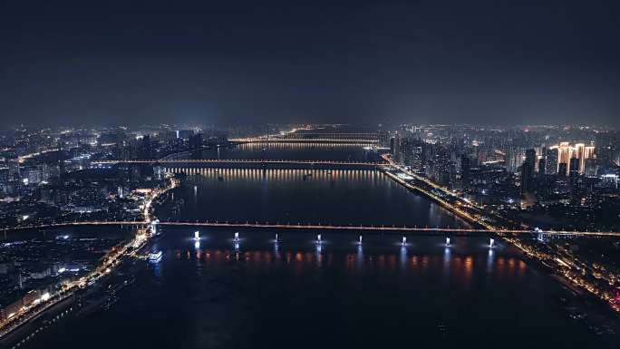 武汉城市夜景航拍延时-南岸嘴江滩
