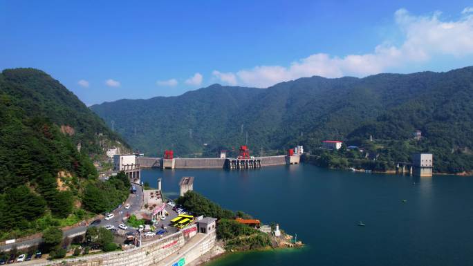 航拍湖南郴州东江湖东江大坝山水 绿水青山