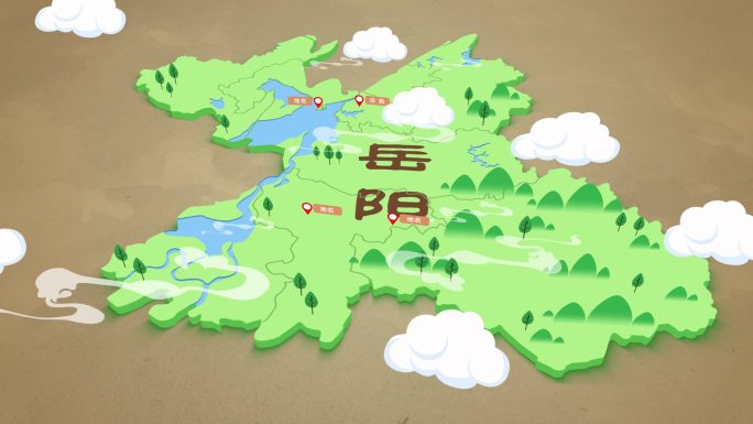岳阳旅游卡通地图AE模板