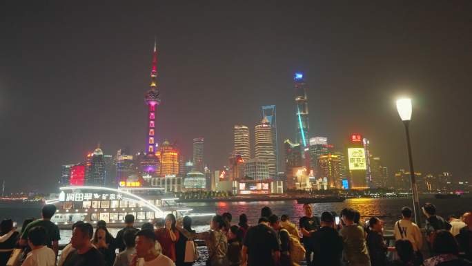 上海外滩浦东城市璀璨夜景