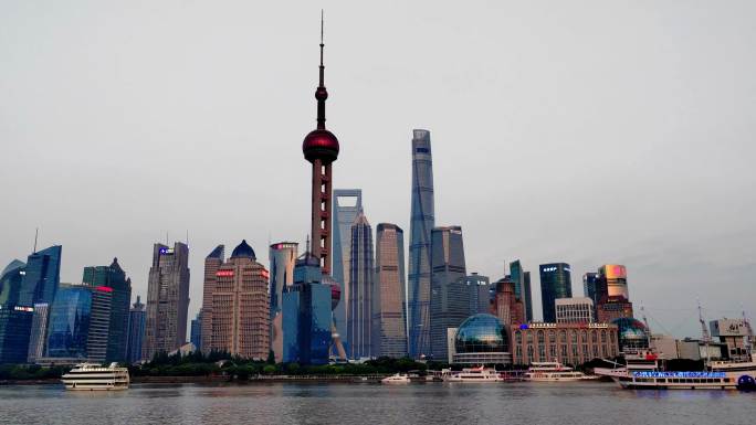 上海黄浦江外滩城市风光4k延时摄影