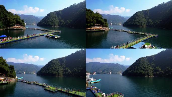 航拍湖南郴州东江湖水库山水 绿水青山