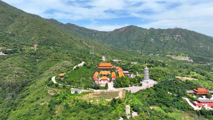 航拍河北省石家庄市鹿泉区龙泉古寺