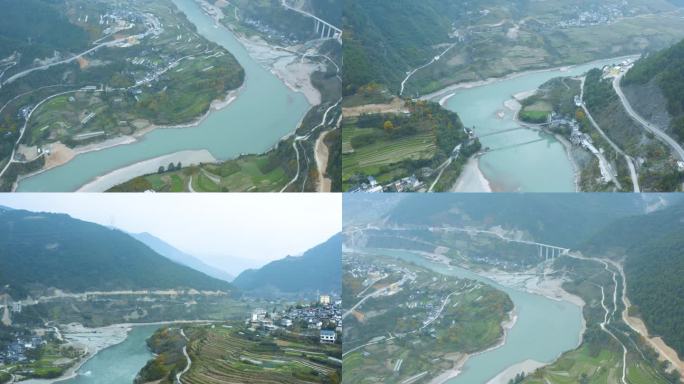 三江并流自然保护区澜沧江峡谷风光航拍