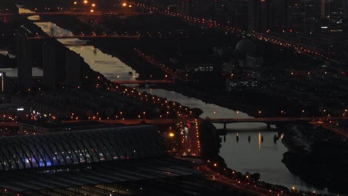 夜景海河倒影