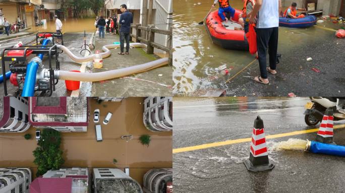 航拍化州洪水过境小区水浸救援 合集