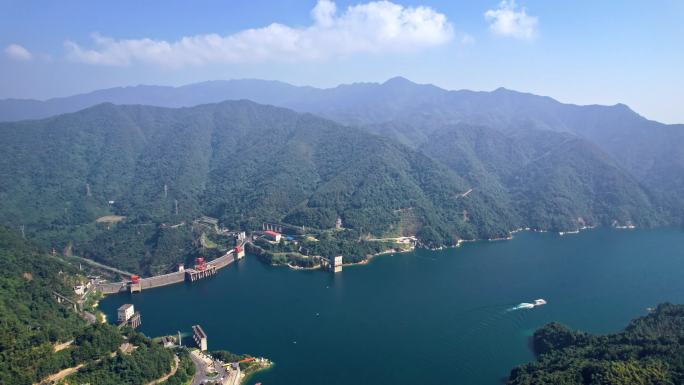 航拍湖南郴州东江湖东江大坝山水 绿水青山