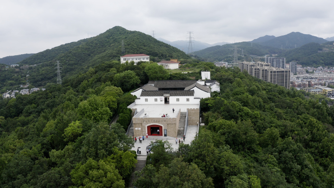 舟山鸦片战争纪念馆三忠祠4K航拍空境