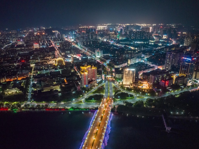 河源城市夜景风景航拍延时4k