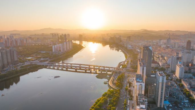 北国江城 松花江 晚霞 吉林市