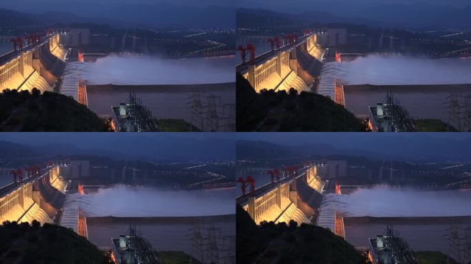 三峡大坝泄洪夜景1