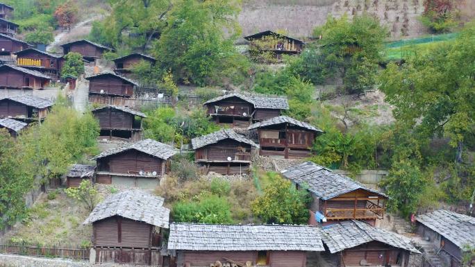 云南维西傈僳族建筑同乐山寨航拍