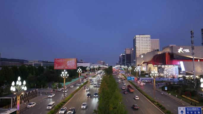 4K航拍光谷城市高新大道夜景