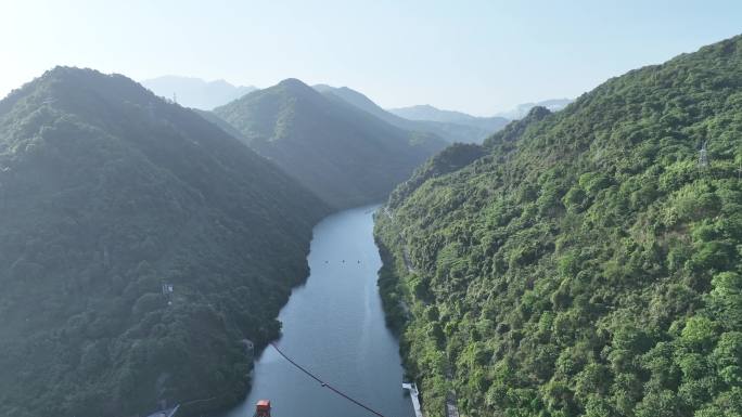 湖南省资兴市东江湖景区游客排队场景航拍