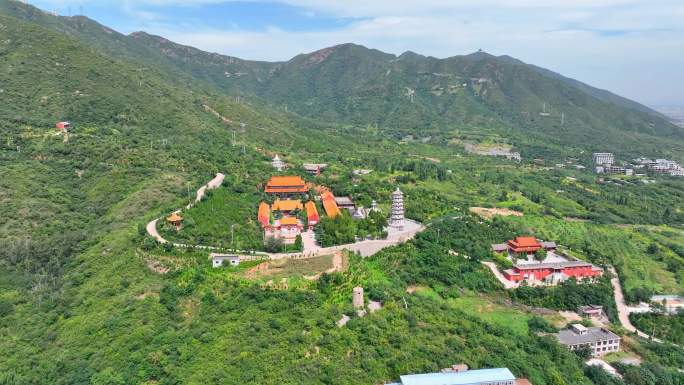 航拍河北省石家庄市鹿泉区龙泉古寺