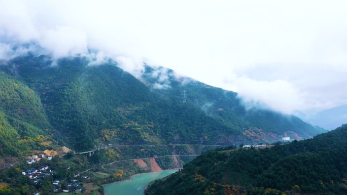 三江并流自然保护区澜沧江峡谷风光延时航拍