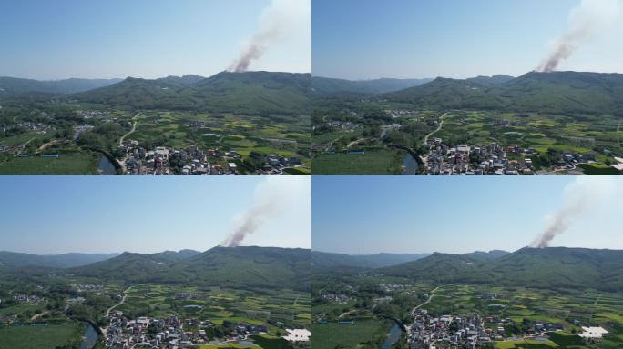 青山 浓烟 火警 消防安全素材