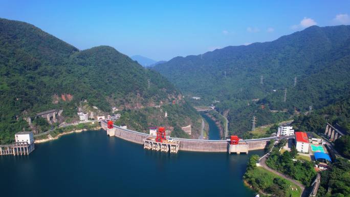 航拍湖南郴州东江湖东江大坝山水 绿水青山