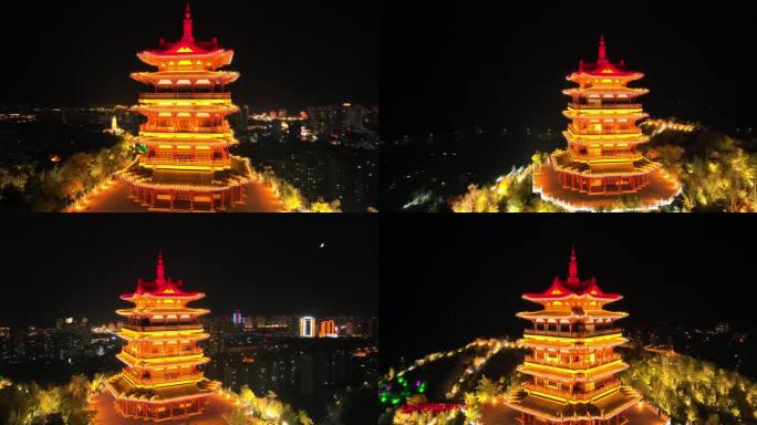 乐都 朝阳阁 夜景 塔楼 阁楼