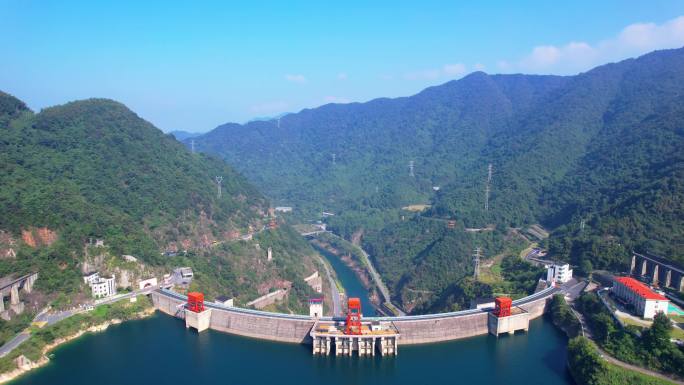 航拍湖南郴州东江湖东江大坝山水 绿水青山