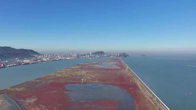 江苏连云港连岛景区中的红草地