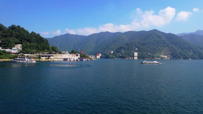 航拍湖南郴州东江湖水库山水 绿水青山