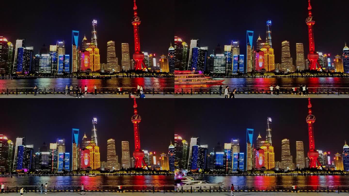 9上海黄浦江外滩城市风光4k实拍