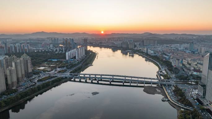 北国江城 松花江 晚霞 吉林市