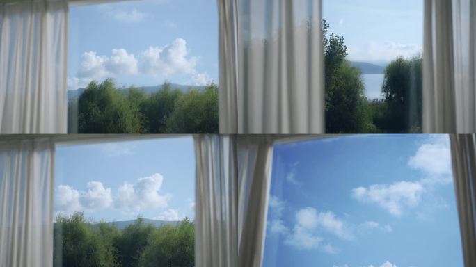 窗外风景蓝天白云