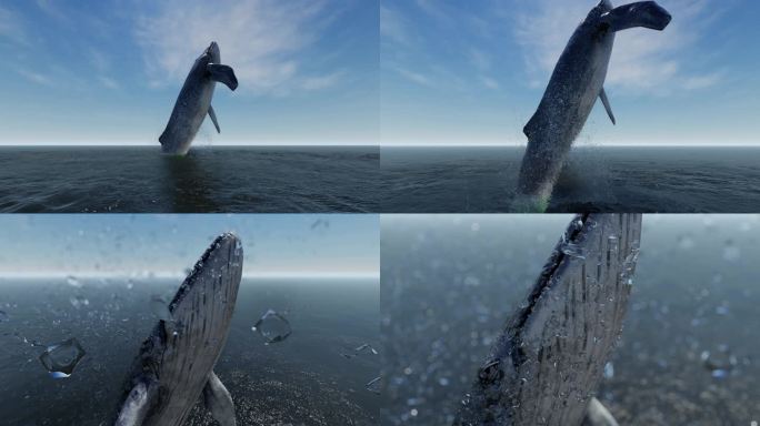 鲸鱼跃出海面时间凝固动画