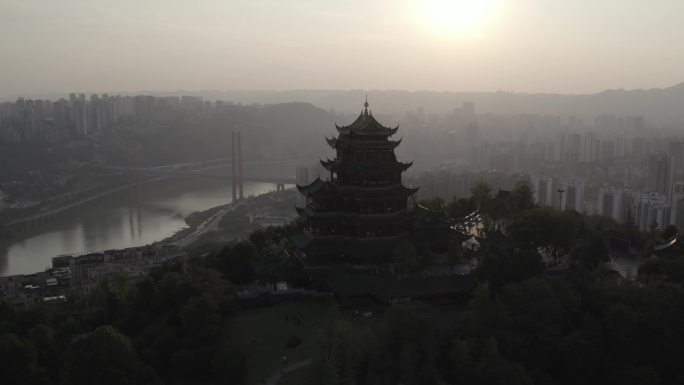 【4k】重庆鸿恩寺日落航拍