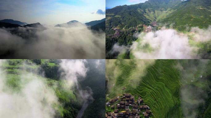 4K贵州山间大地的指纹加榜梯田航拍