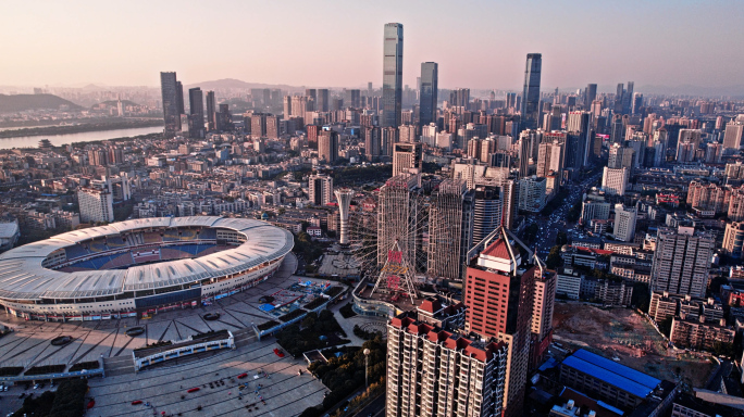 4k 航拍湖南长沙开福区贺龙体育馆全景