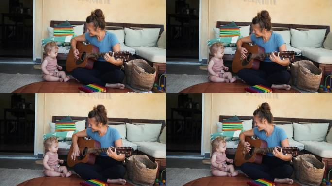 妈妈在客厅弹/教宝宝弹吉他
