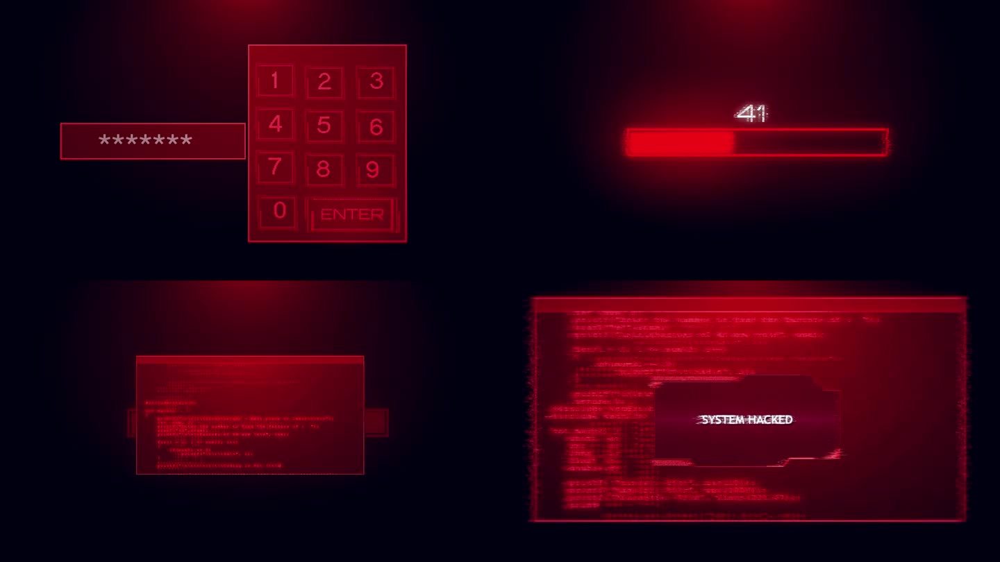 注意暗红色背景上的危险符号。计算机病毒。系统攻击