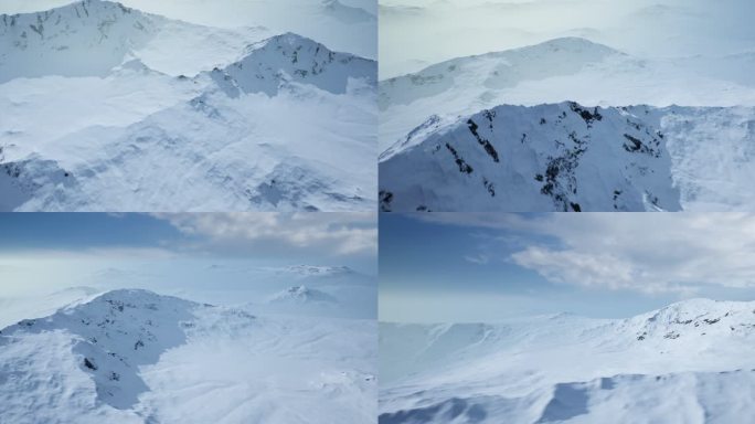 4k俯瞰壮观雪山全景航拍