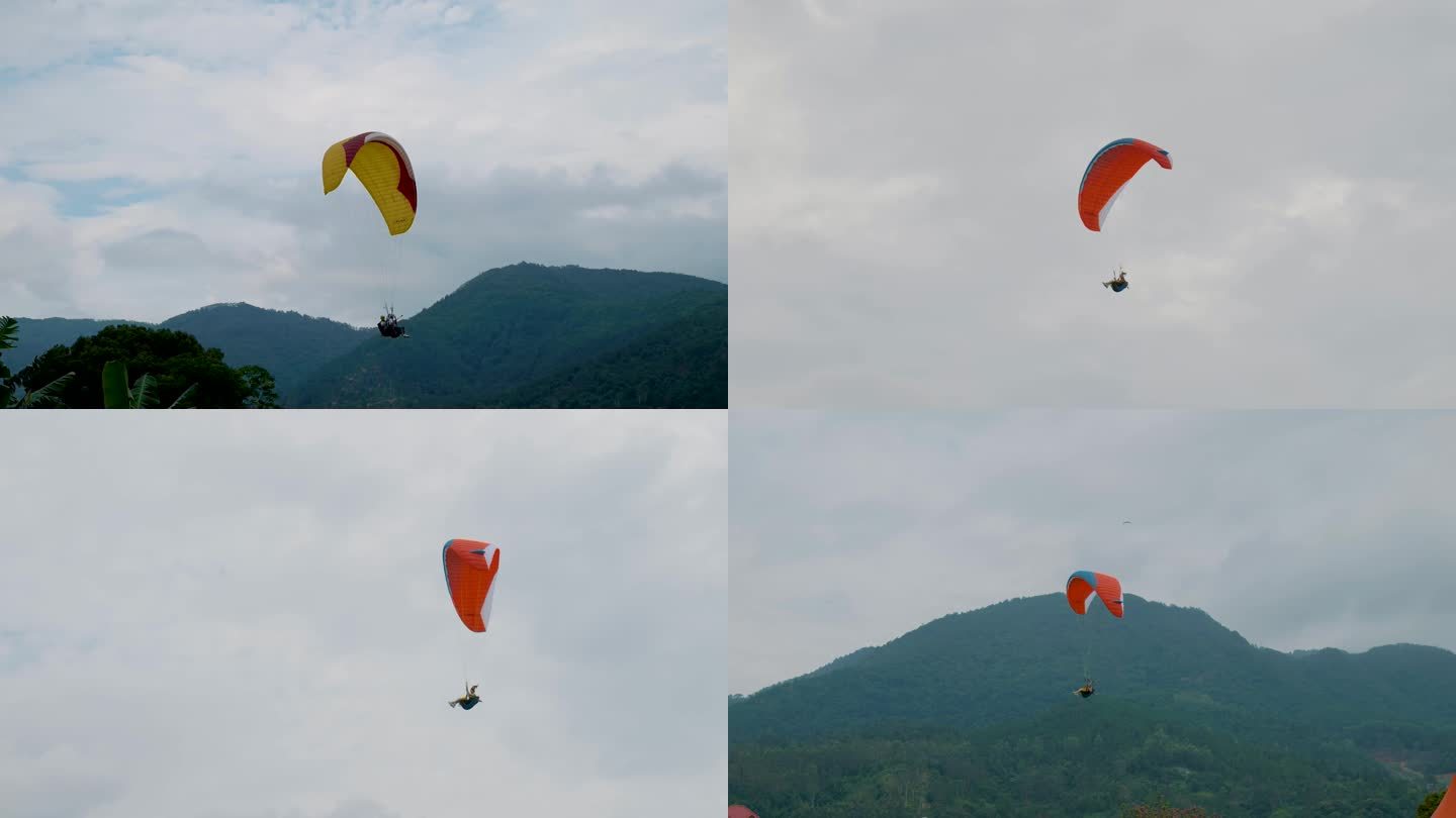 高空滑翔伞阴天玩滑翔伞