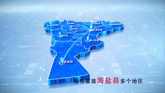 【海盐县地图】两款蓝白科技海盐县地图