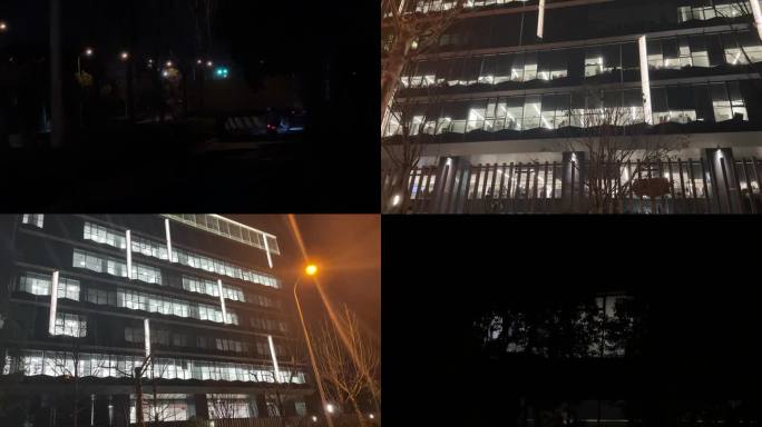 夜景深夜灯光加班 亮灯窗户窗外晚上大楼