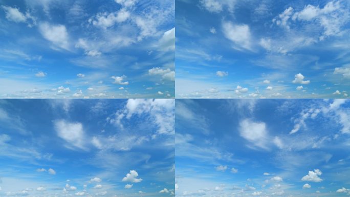 天空中有几层云在不同的方向移动。阳光灿烂的日子里的阳光。间隔拍摄。