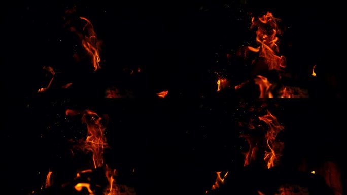黑色背景上的火焰山火灾害点燃火苗