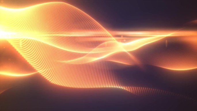 橙色的黄色发光的魔法波从能量粒子抽象的背景