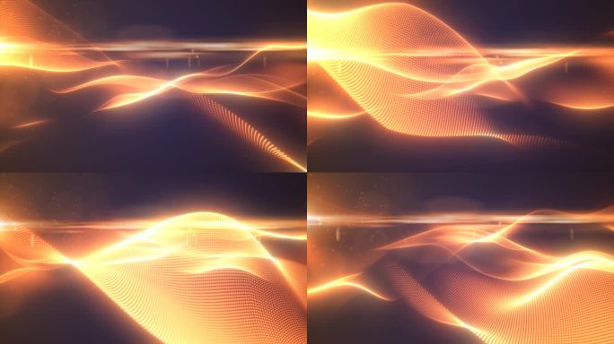 橙色的黄色发光的魔法波从能量粒子抽象的背景