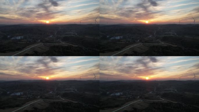 4K航拍高原上的夕阳